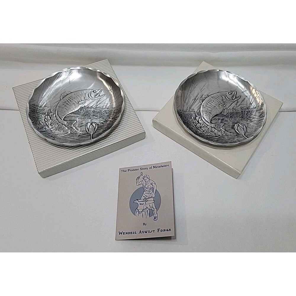 Wendell August Forge Handcrafted Metal Coasters Pittsburgh Fish Scene Sm Plates